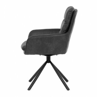 Otočná jídelní židle se šedou látkou a područkami - 5