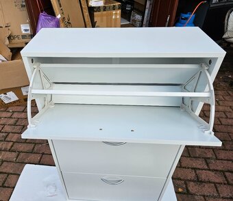 Výklopný botník, bílý, 59 x 105 x 22 cm - 5