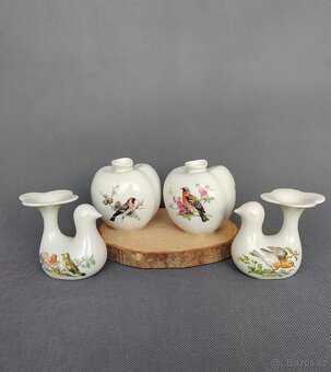 Miniaturní porcelánová váza a svícen ptáček od Arzberg - 5