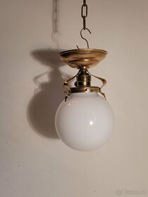 secesní stropnice, lustr, širm bílá opálová koule - 5