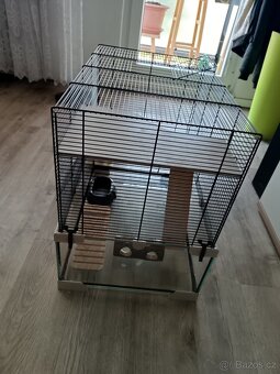 Velká klec na křečka se skleněnou základnou a příslušenství - 5
