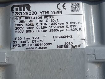 Indukční motor NISSEI 25W s převodovkou 20:1 - 5