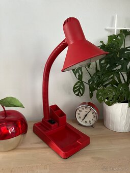 Retro lampička, červená, držák na tužky, 80. léta - 5
