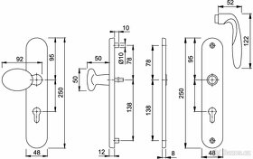 Bezpečnostní kování HOPPE klika/koule bílá, široký štítek - 5