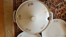 Porcelánové talíře, polévková mísa, retro sada, značená - 5
