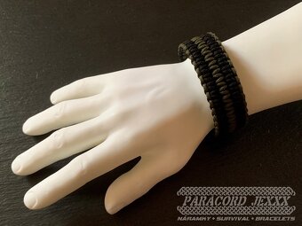 Paracord náramek (19 cm) black - oliv - 5