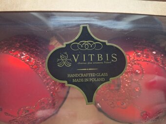 Zlaté a červené vánoční baňky VITBIS 4ks - 5