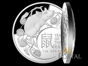 STŘÍBRNÁ MINCE LUNÁRNÍ SÉRIE YEAR OF THE RAT (ROK KRYSY) 1 - 5