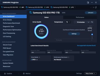 6x SSD SAMSUNG 850 PRO 1 TB SATA - zapsáno 317-325 z 300 TB - 5