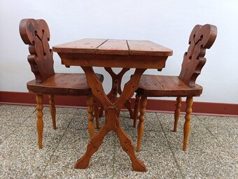 Selský jídelní set, stůl, 2 židle, nábytek z masívu - 5