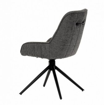 Jídelní otočná židle ze šedé látky - 5