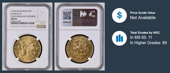 Zlatý československý 5 dukát Karel IV. 1978 NGC MS65 - 5