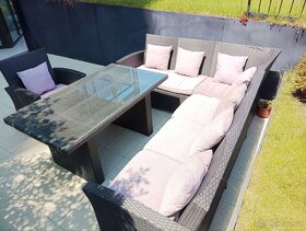 Rohová ratanová sedací souprava - 5
