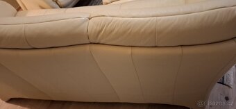 Krémová sedací souprava z eko kůže – jako nová - 5