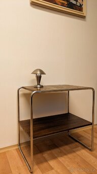 Funkcionalismus - chrom trubkový stůl Breuer a lampa - 5