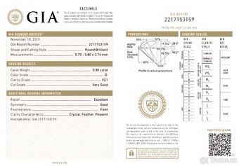 DIAMANTOVÝ PRSTEN 0.80ct. VS1/D GIA TOP CENA - 5