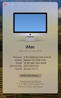 iMac 27” 2019 5K RETINA, 32 GB RAM, 2TB NVMe Flash SSD - 5