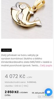 Zlatý přívěsek velryba 🐳 - 5