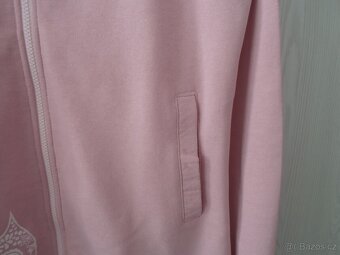 Růžová dlouhá mikina na zip s kapucí - XS, S - 5