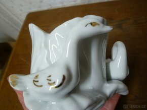 Porcelánová labuť miska váza s labutěmi - 5
