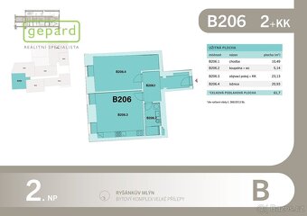 Prodej bytu 2+kk, 61,7m2 v projektu Ryšánkův mlýn, Velké Pří - 5