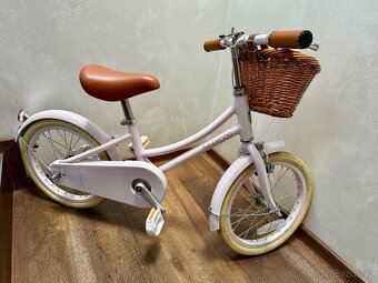 Růžové kolo Banwood bike s přídavnými kolečky - 5