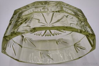 Stará masivní Křišťálová mísa na ovoce - Žlutozelená 18,5cm - 5