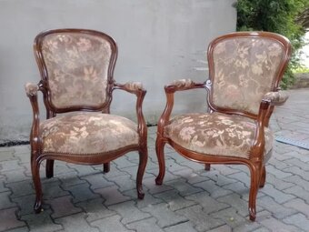 Chipendale zrestaurovaný 2+4 křesílka s područkami S.82 - 5