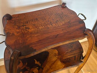 Secesní čajový stolek, etažér Gallé, Majorelle - 5