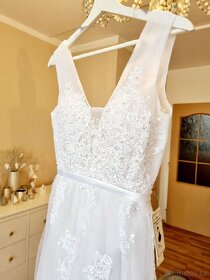 Nové čistě bílé boho svatební šaty - 5