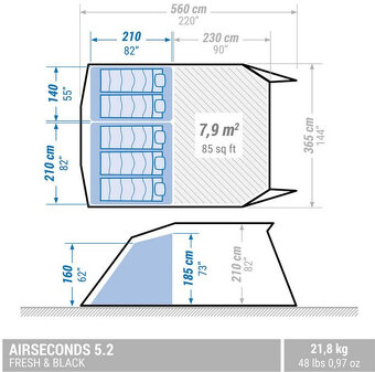 Nafukovací stan k pronájmu – Air Seconds 5.2 F&B - 5