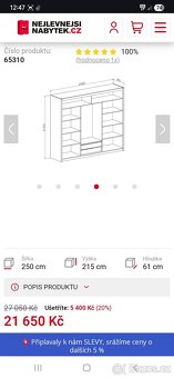 Nová šatní skříň 250cm s posuvnými dveřmi - 5
