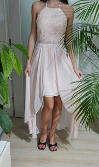 Nádherné meruňkové večerní šaty s flitry xxs - 5