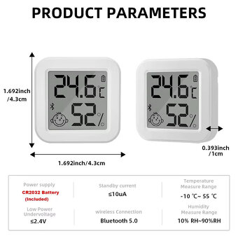 Bluetooth snímač teploty a vlhkosti s LCD na baterie TUYA - 5