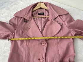 Lynne - dámský kožený pastelově růžový kabát – M - 5