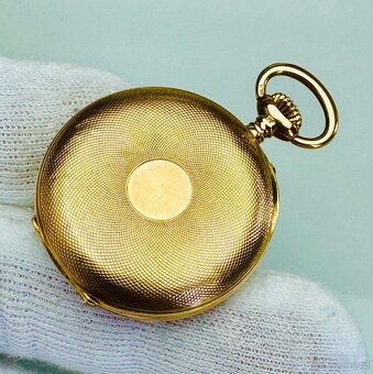 14K CELO ZLATÉ KAPESNÍ HODINKY JOSEF JÄGER WIEN V ETUI S ŘET - 5