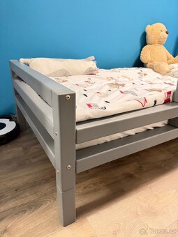 Dětská postel Benlemi Domeček, šedá, masiv, top stav - 5