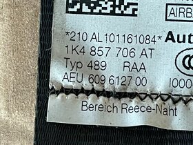 VW GOLF 5 1K 03-09 airbag volant + spol.+ pásy PP+LP - 5