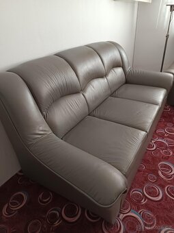 Kožená sedací souprava DUBAJ LUX 3+2 (tmavší šedá) - 5