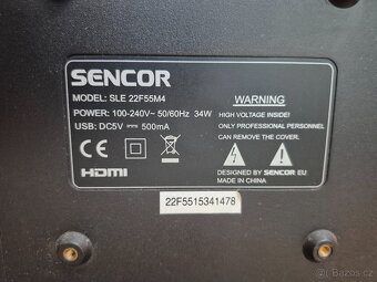 TV sencor SLE 22f55M4 funkční+setbox - 5