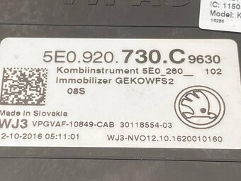 Budíky benzínové 5E0920730C Škoda Octavia 3 r.v. 2017 - 5