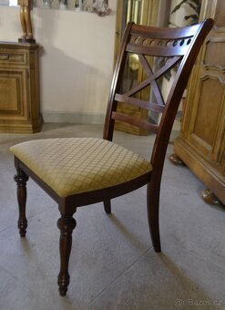 Jídelní set+4x židle, styl Malajsie, dřevo - čaloun. - 5