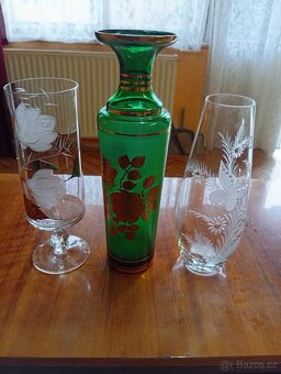 Prodám skleněné broušené vázy mísy a skleničky - 5