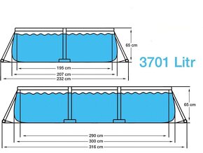 Nadzemní bazén kovovým rámem CS 300 x 65 x 207 cm nový - 5