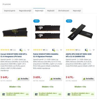 Paměti RAM DDR4 2x16 GB tj. 32GB 2666mhz cl16 - 5