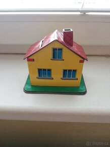 retro dětská plechová pokladnička - dům - pro sběratele - 5
