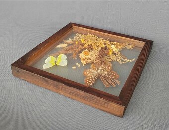 Krásný dekorativní obrázek z motýlů a sušených kvetin - 5