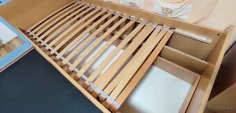 Postel s úložným prostorem, roštem a matrací 90x200 cm - 5