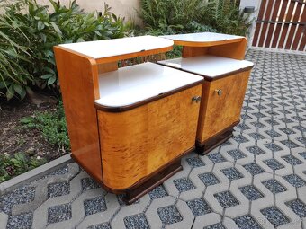 Starožitné Art Deco noční stolky - bílý opaxit - 5