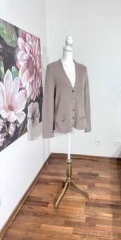 KAŠMÍR 100 % Extra hrubý Kašmírový kardigan Vel L - 5